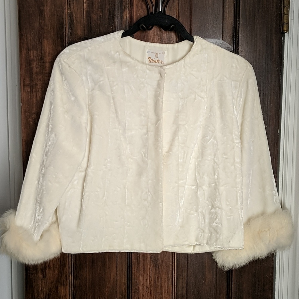 Winter Vintage Jacket M Velvet Linded Fur Cuffed